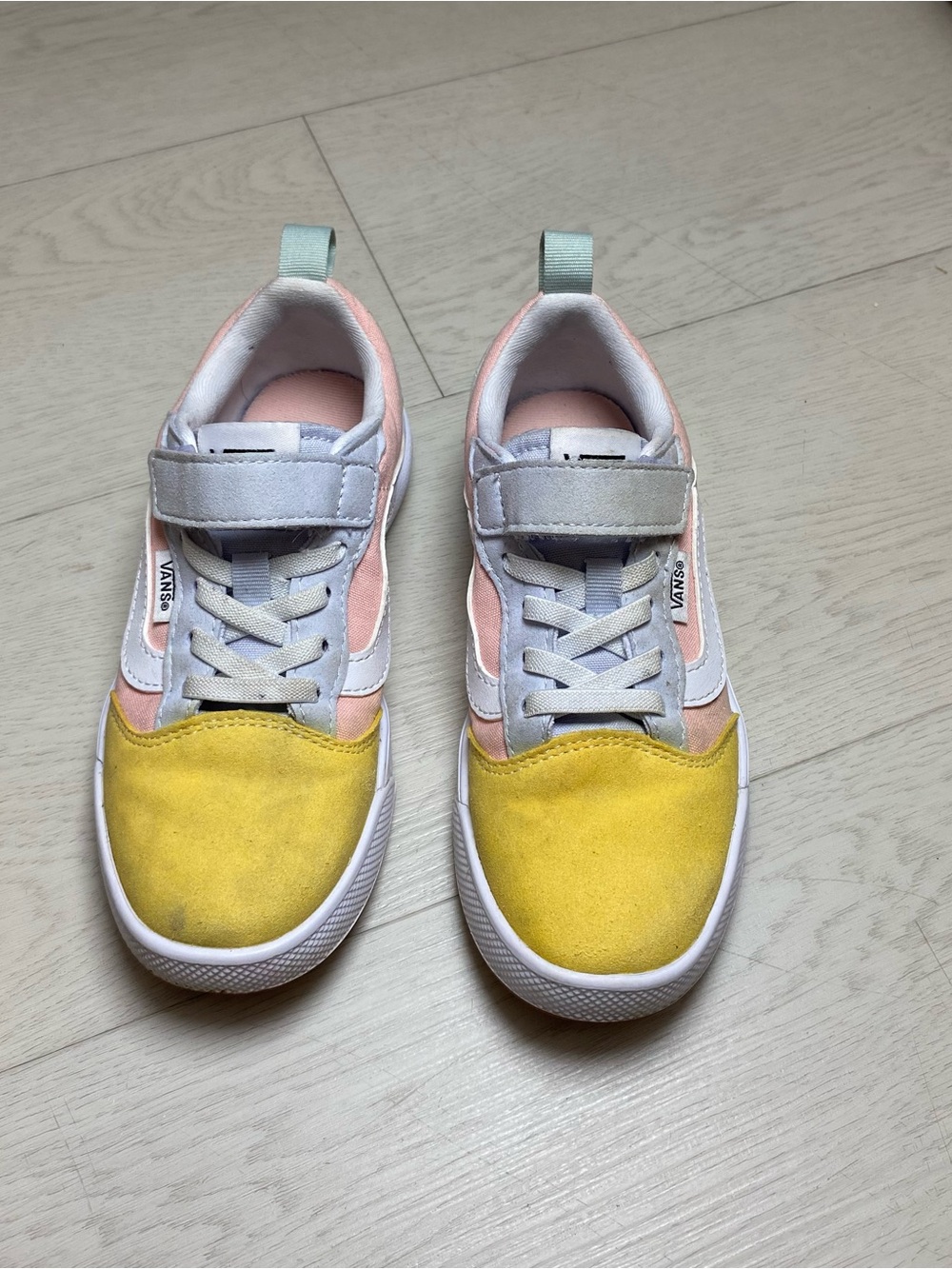 Vans Kids Yellow, Pink & Gray Suede Canvas Sneakers